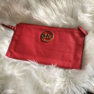 Michael Kors soft leather clutch red/orange